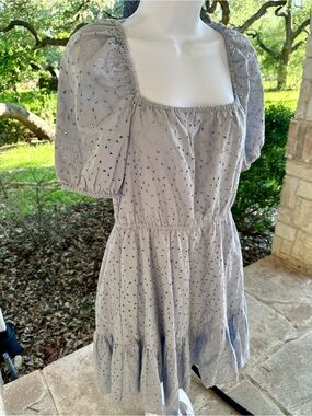 & Other Stories Light Blue Eyelet Mini Dress